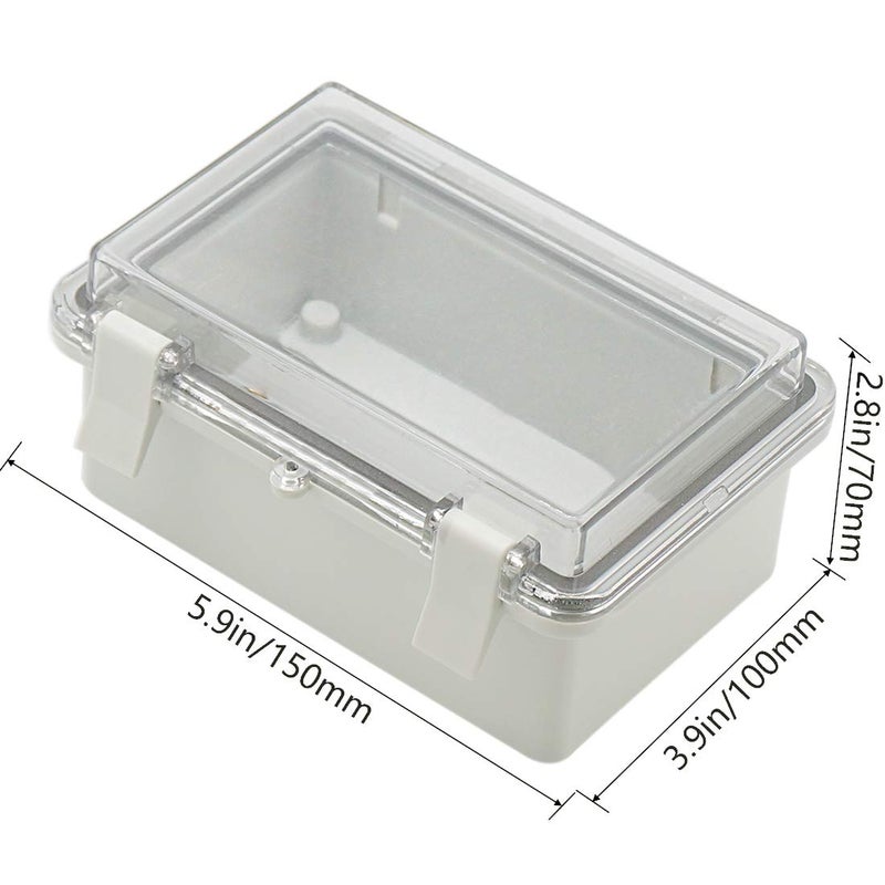 Zulkit Junction Box ABS Plastic Dustproof Waterproof IP65 Electrical Boxes Hinged Shell Outdoor Universal Project Enclosure Clear Cover with 2 Cable Glands 5.9 x 3.9 x 2.8 inch (150x100x70 mm) - Image 2